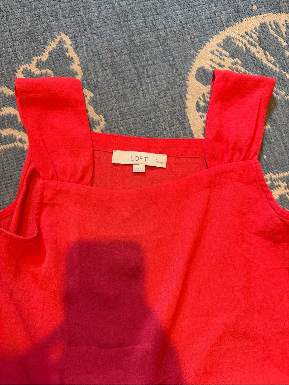 LOFT Red Ruffle-Hem Tank Top - Picture 2 of 4